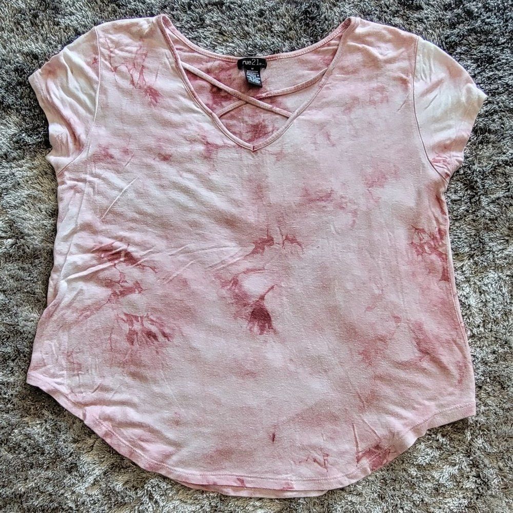 Rue 21 Water Color Tie Dye Pink Shirt Size Medium